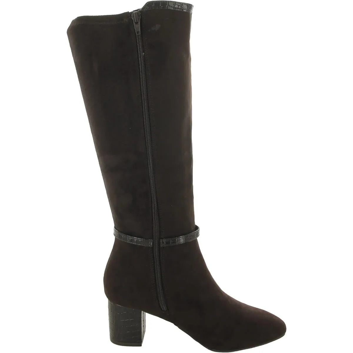 Isaleef Womens Zipper Faux Suede Knee-High Boots