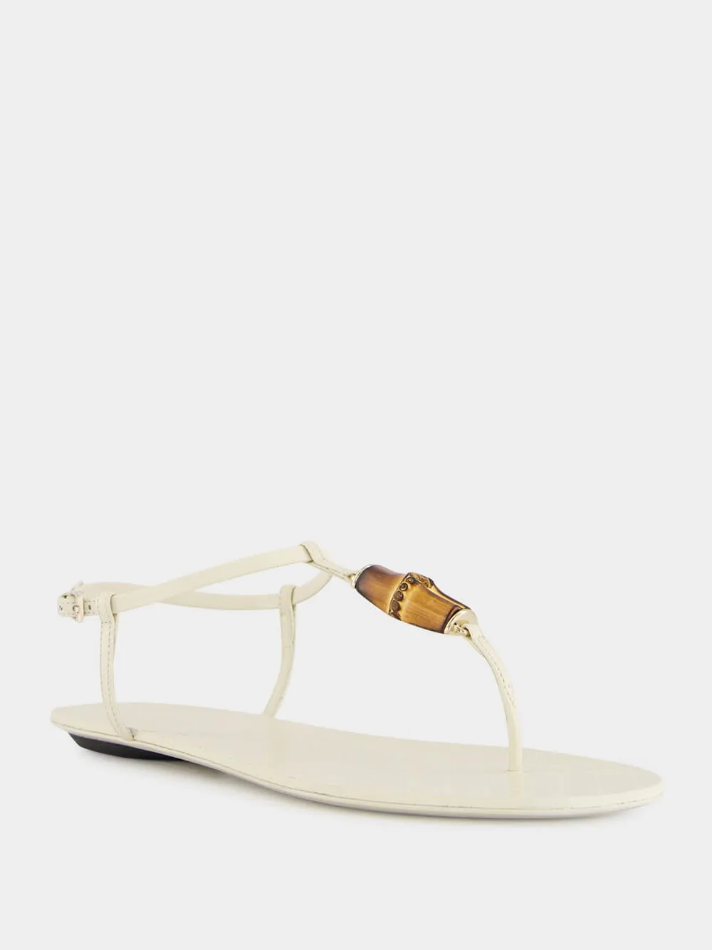 Ivory Thong Malaga Kid Leather Sandals