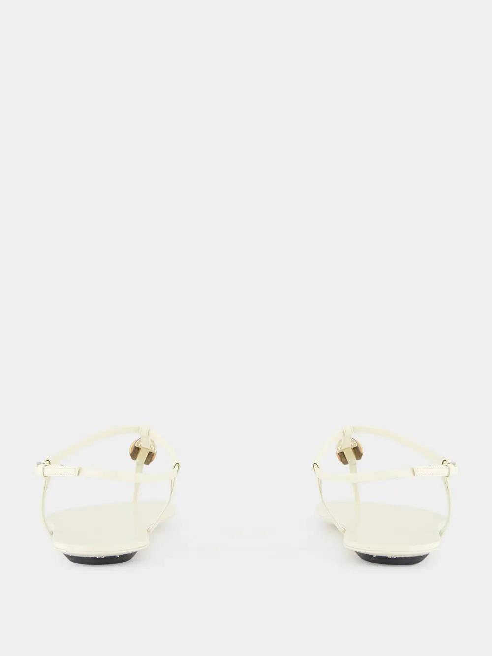 Ivory Thong Malaga Kid Leather Sandals