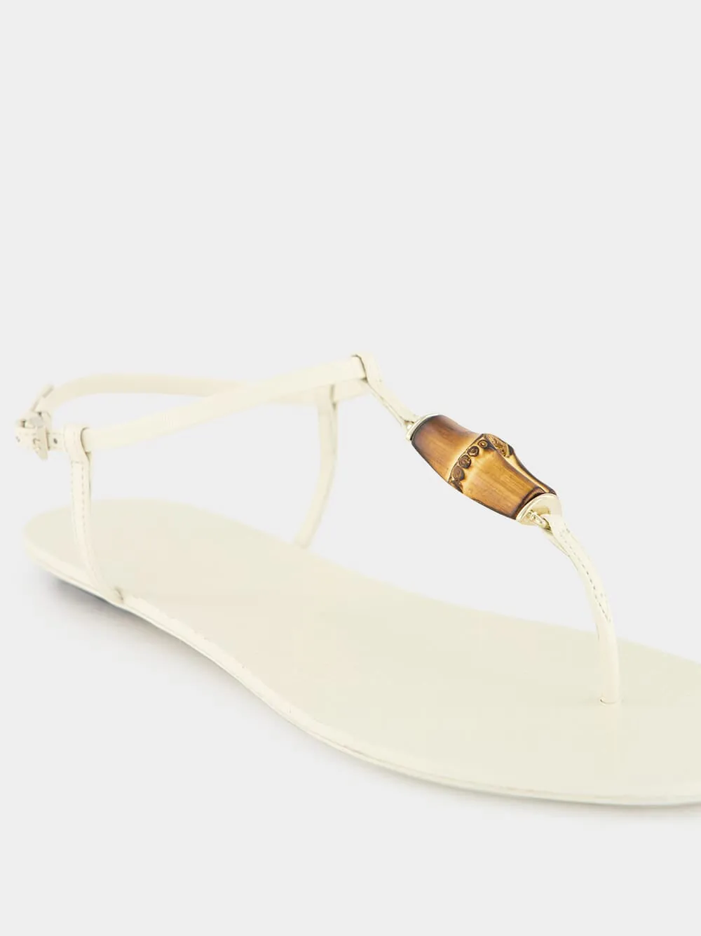 Ivory Thong Malaga Kid Leather Sandals