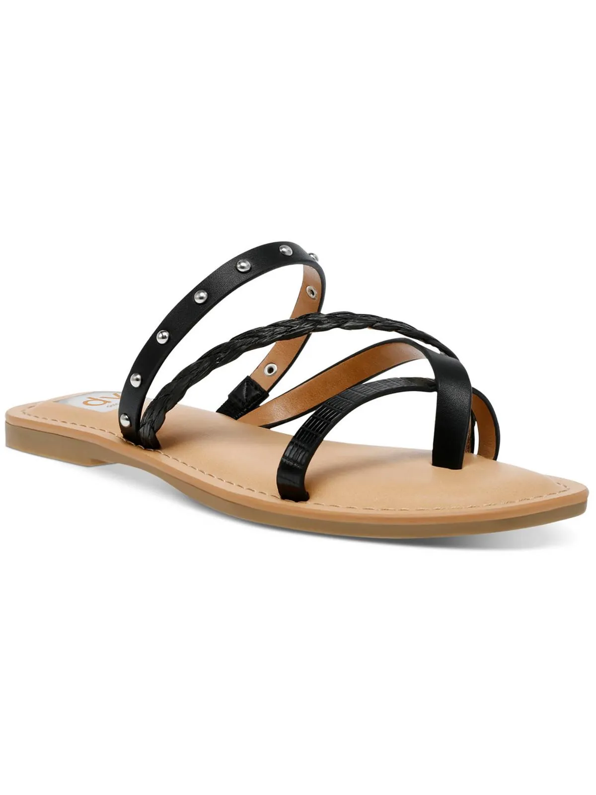 Jessa Womens Faux Leather Studded Slide Sandals
