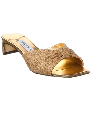 Jimmy Choo Annika 35 Raffia & Leather Sandal