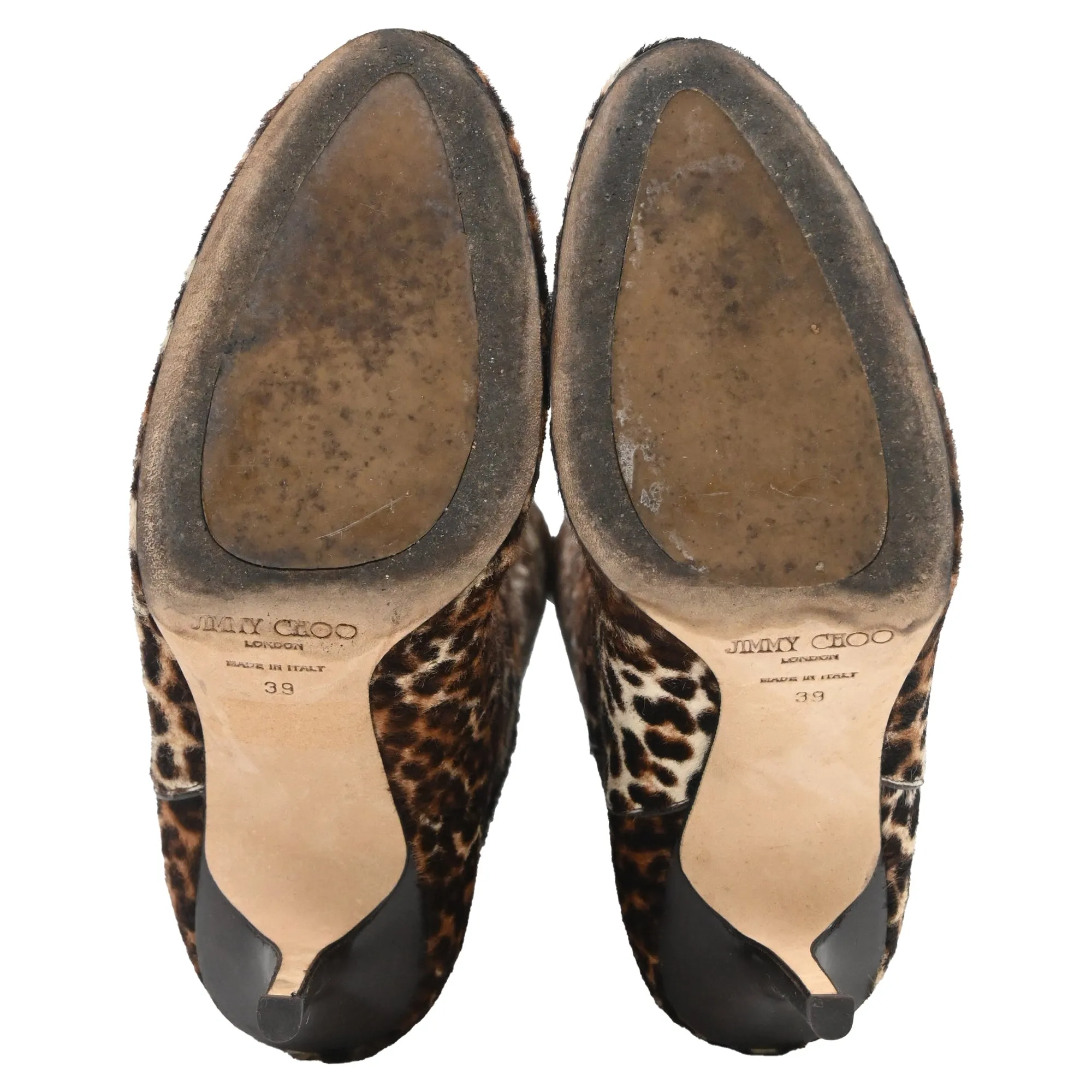 Jimmy Choo Leopard Print Knee-High Boots in Brown Pony Hair