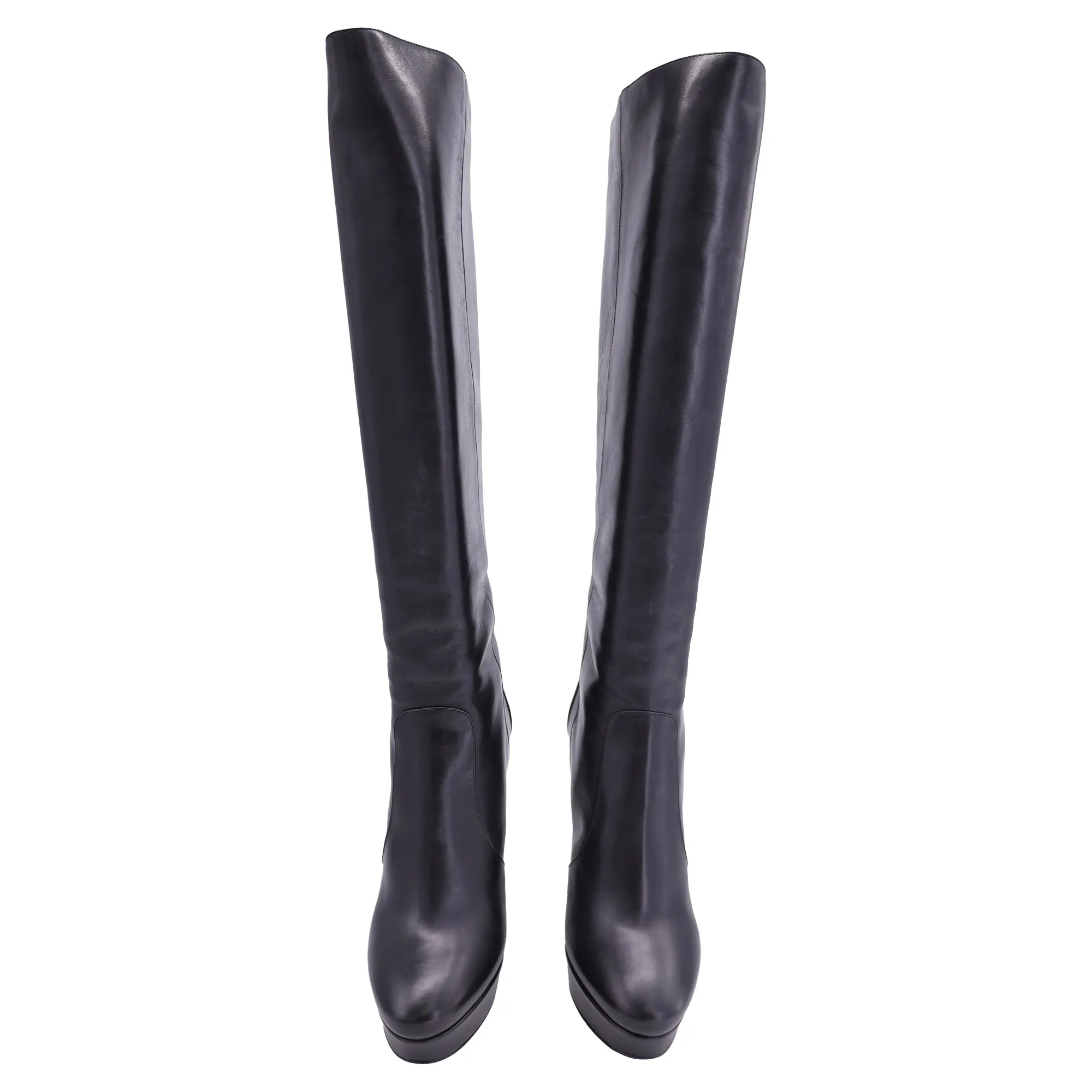 Jimmy Choo Platform Knee-High Boots in Black Leather