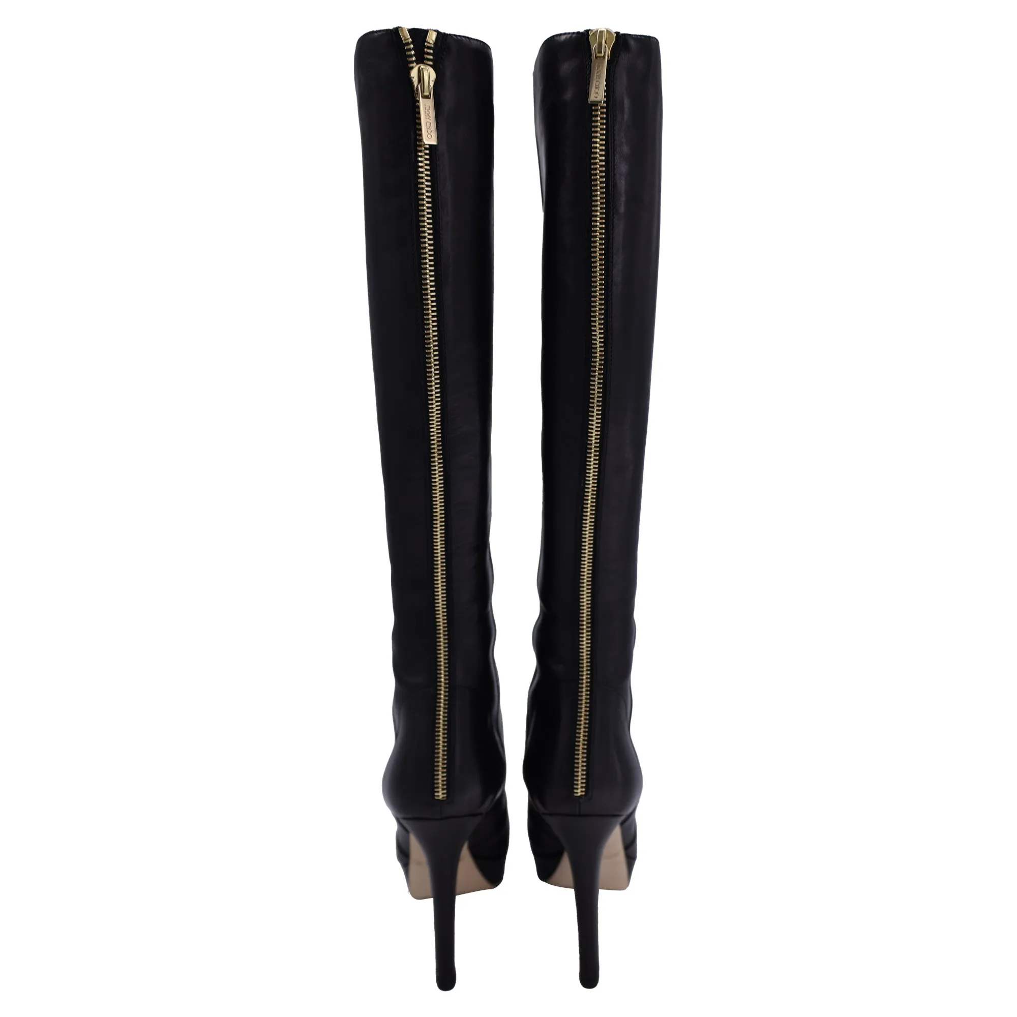 Jimmy Choo Platform Knee-High Boots in Black Leather