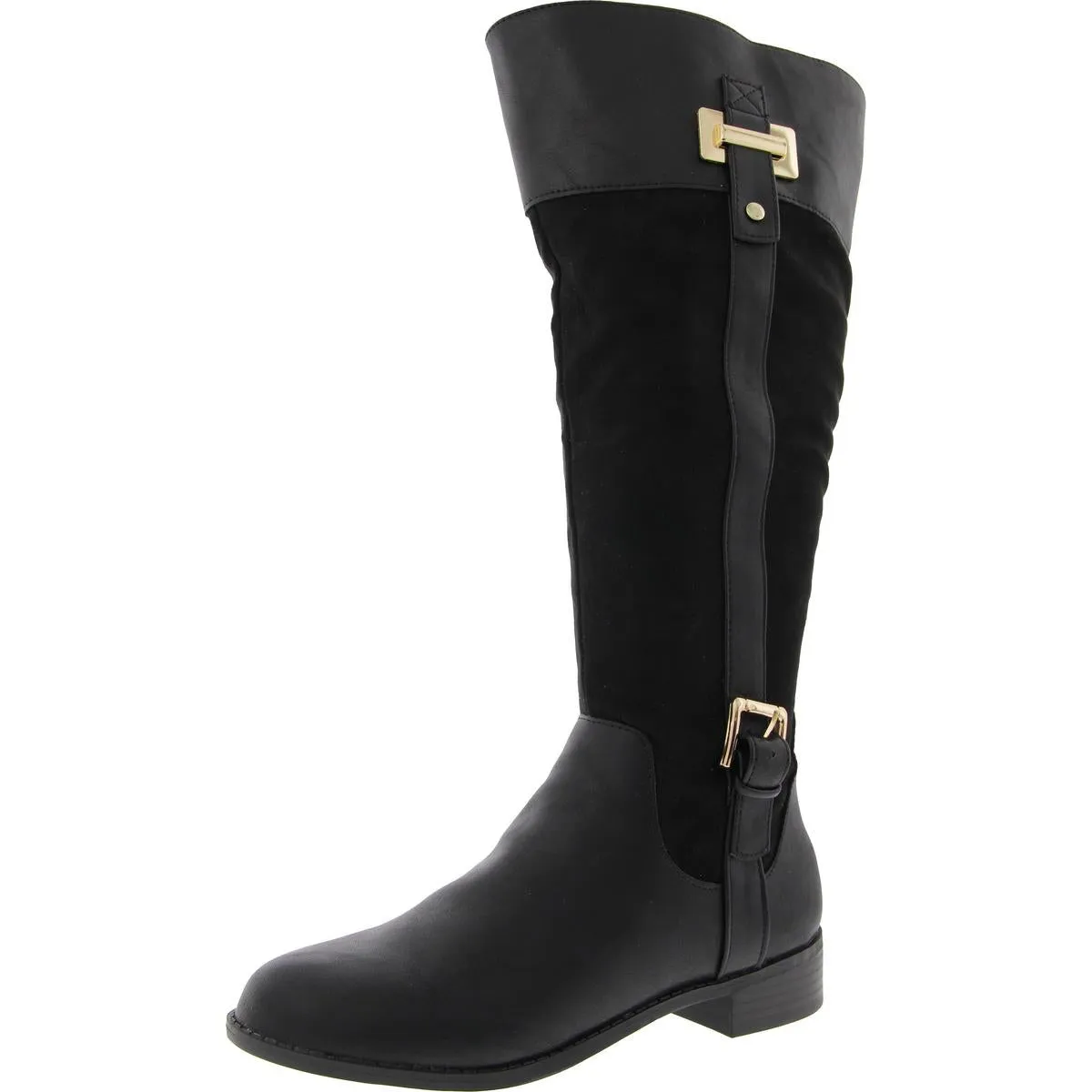 JNY-LEODENN Womens Mixed Media Manmade Knee-High Boots