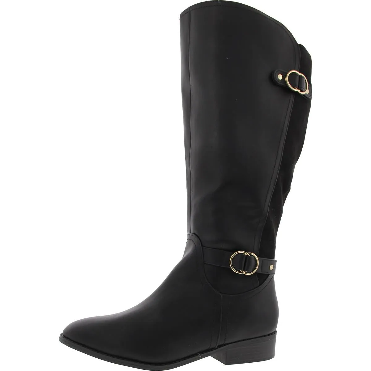 JnyLeandraa Womens Buckle Leather Knee-High Boots