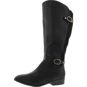 JnyLeandraa Womens Buckle Leather Knee-High Boots