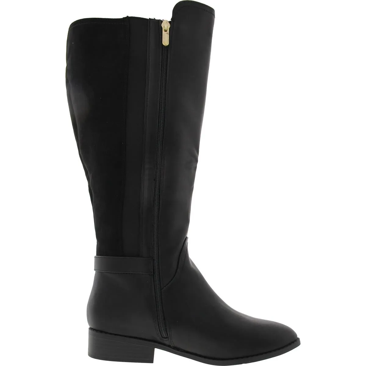 JnyLeandraa Womens Buckle Leather Knee-High Boots