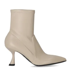 Junny Cream Heeled Ankle Boot