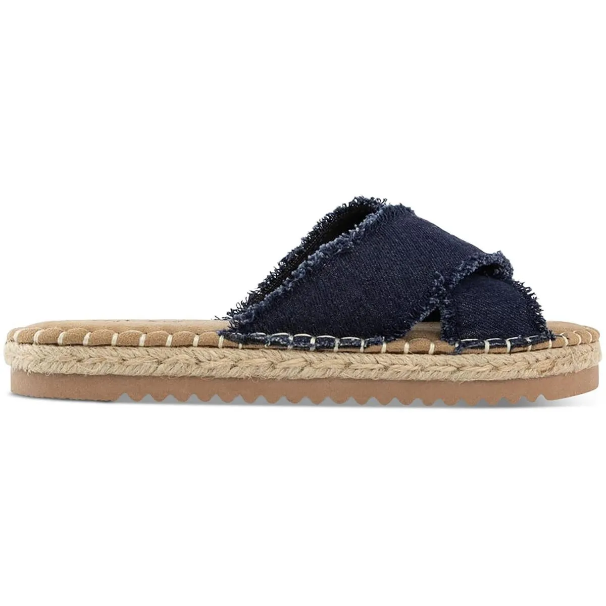 Kelt  Womens Denim Criss-Cross Front Slide Sandals
