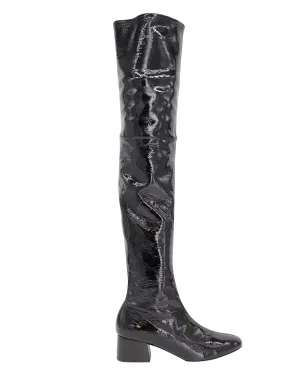 Khaite Sedona Knee Boots in Black Patent Leather