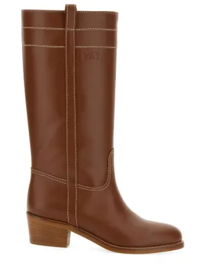 Knee-High Brown Calf Leather Boots