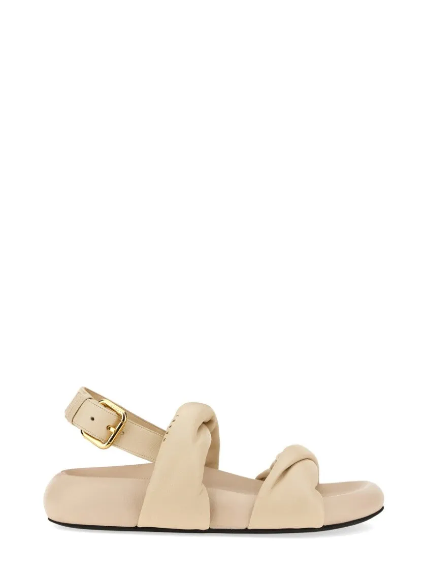 Knotted Design Leather Sandals With Adjustable Buckle