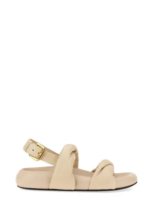 Knotted Design Leather Sandals With Adjustable Buckle