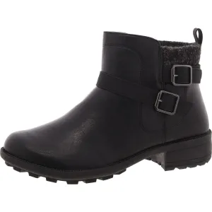 Kourt Womens Faux Leather Block Heel Ankle Boots