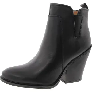 L-Gamble Womens Block Heel Leather Booties