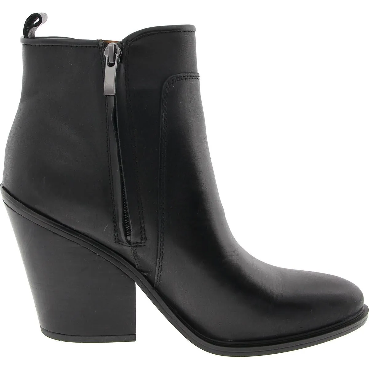 L-Gamble Womens Block Heel Leather Booties