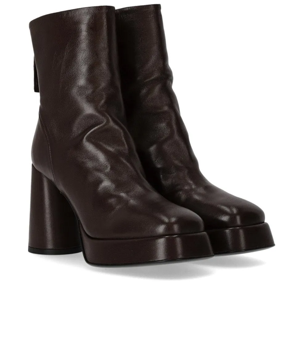 Lara Dark Brown Heeled Ankle Boot