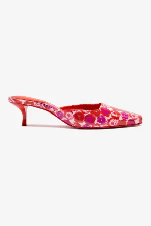 Larroud x Jonathan Cohen Amal Mule In Red Abstract Printed Patent Leather