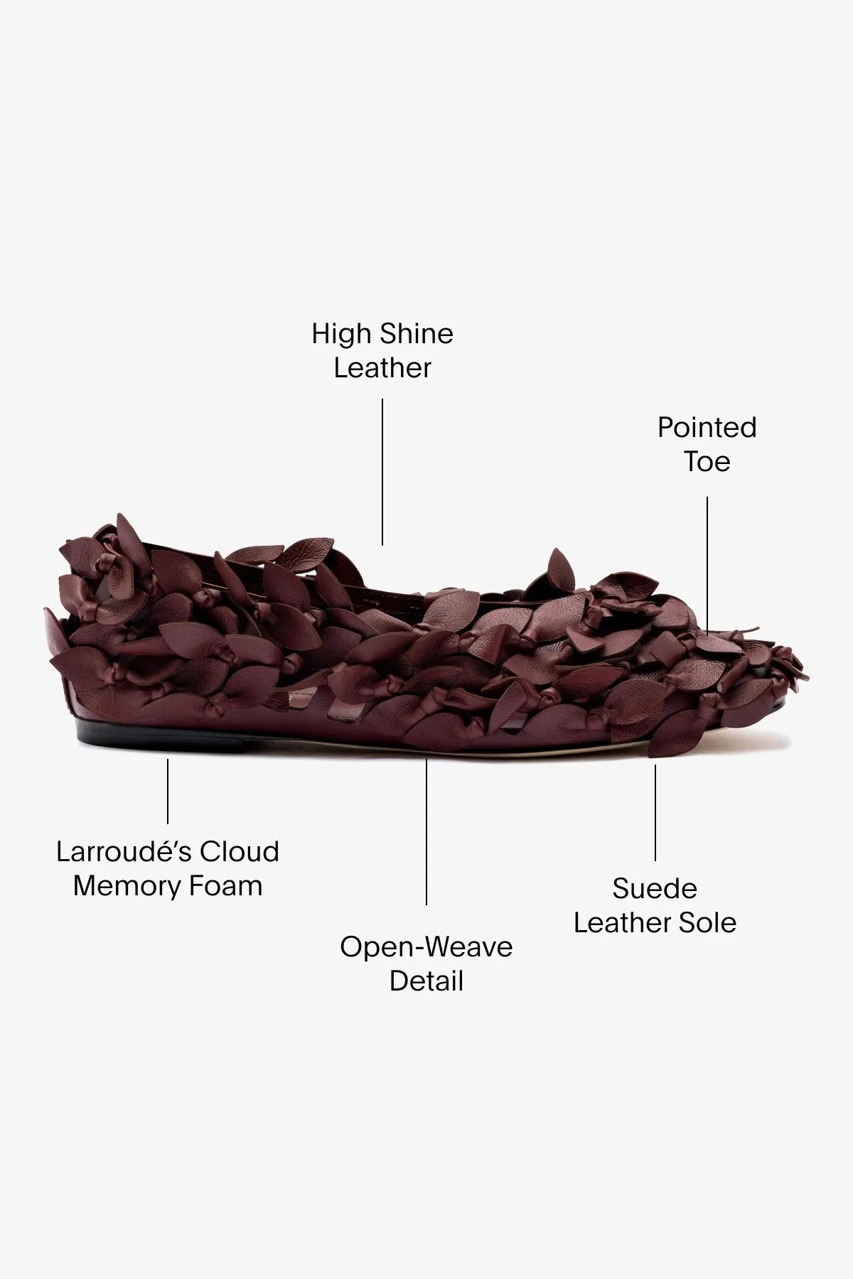 Larroud x Jonathan Cohen Ballet Flat In Burgundy Leather
