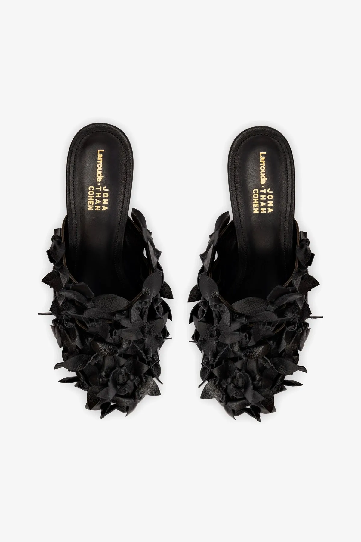 Larroud x Jonathan Cohen Dew Drop Mule In Black Leather