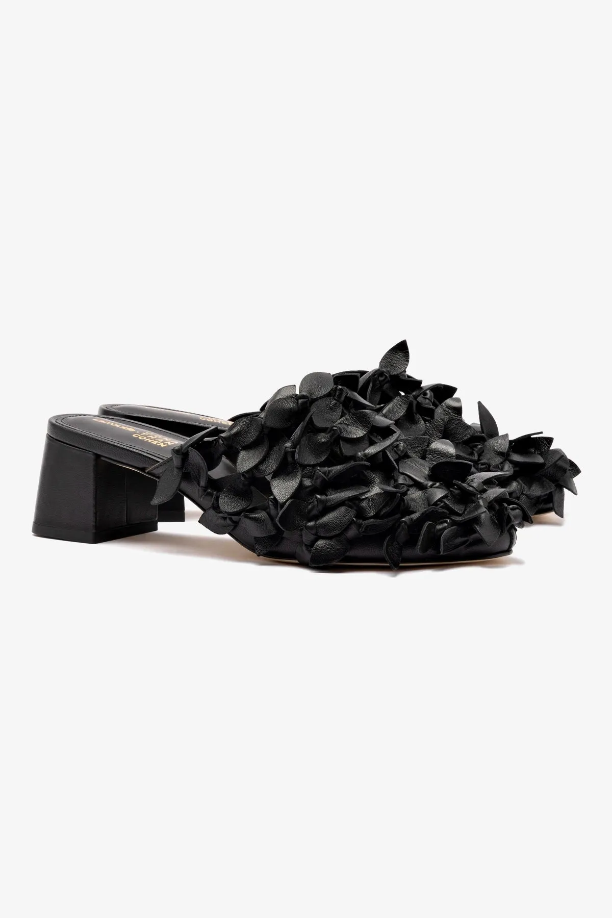 Larroud x Jonathan Cohen Dew Drop Mule In Black Leather