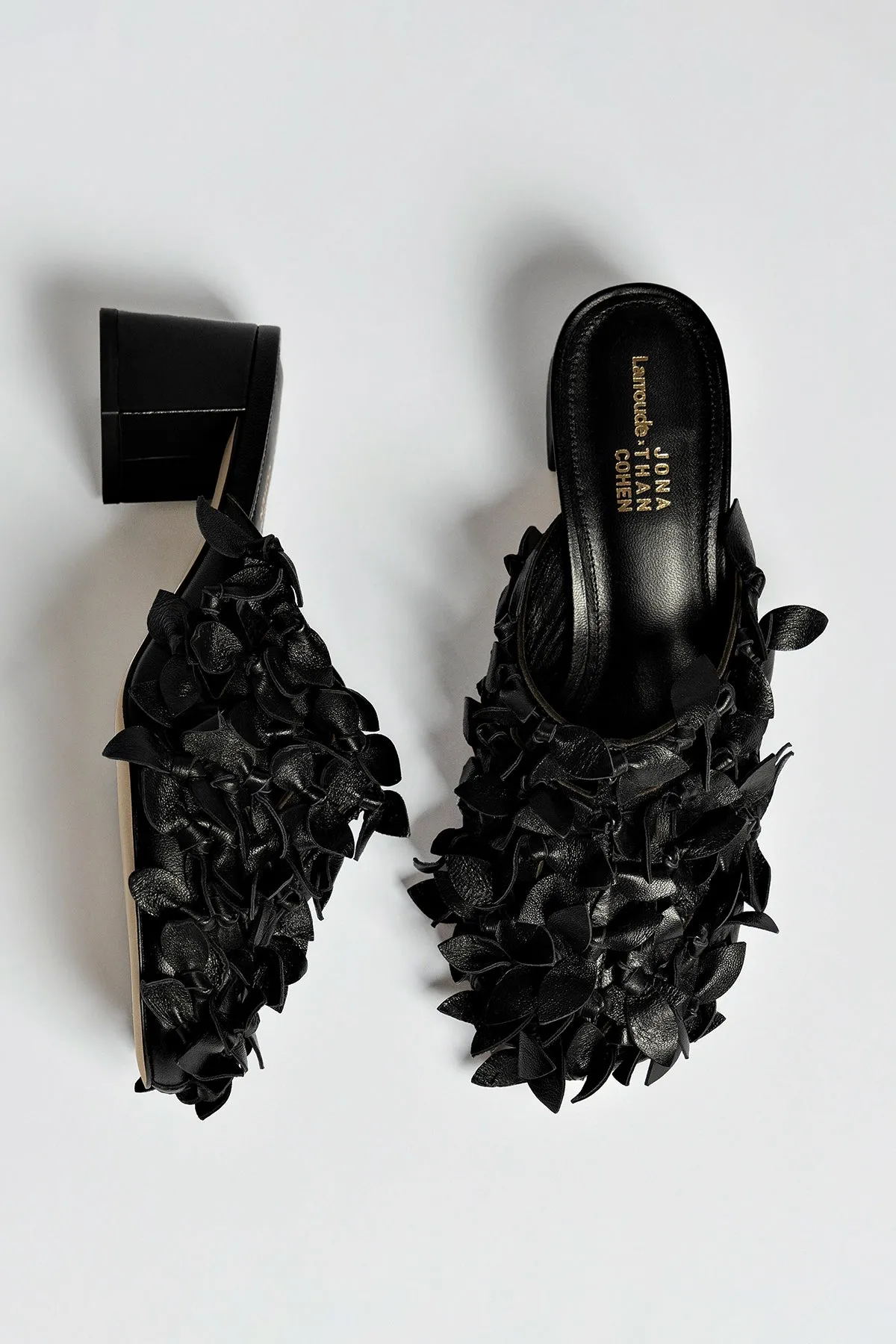 Larroud x Jonathan Cohen Dew Drop Mule In Black Leather