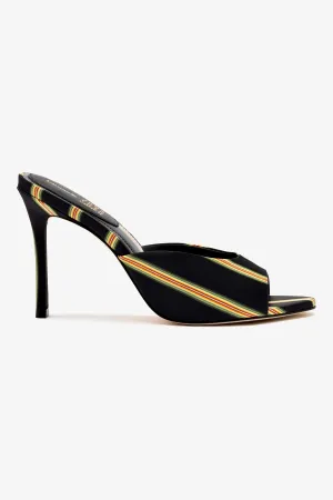 Larroud x Jonathan Cohen Mule In Black Striped Satin