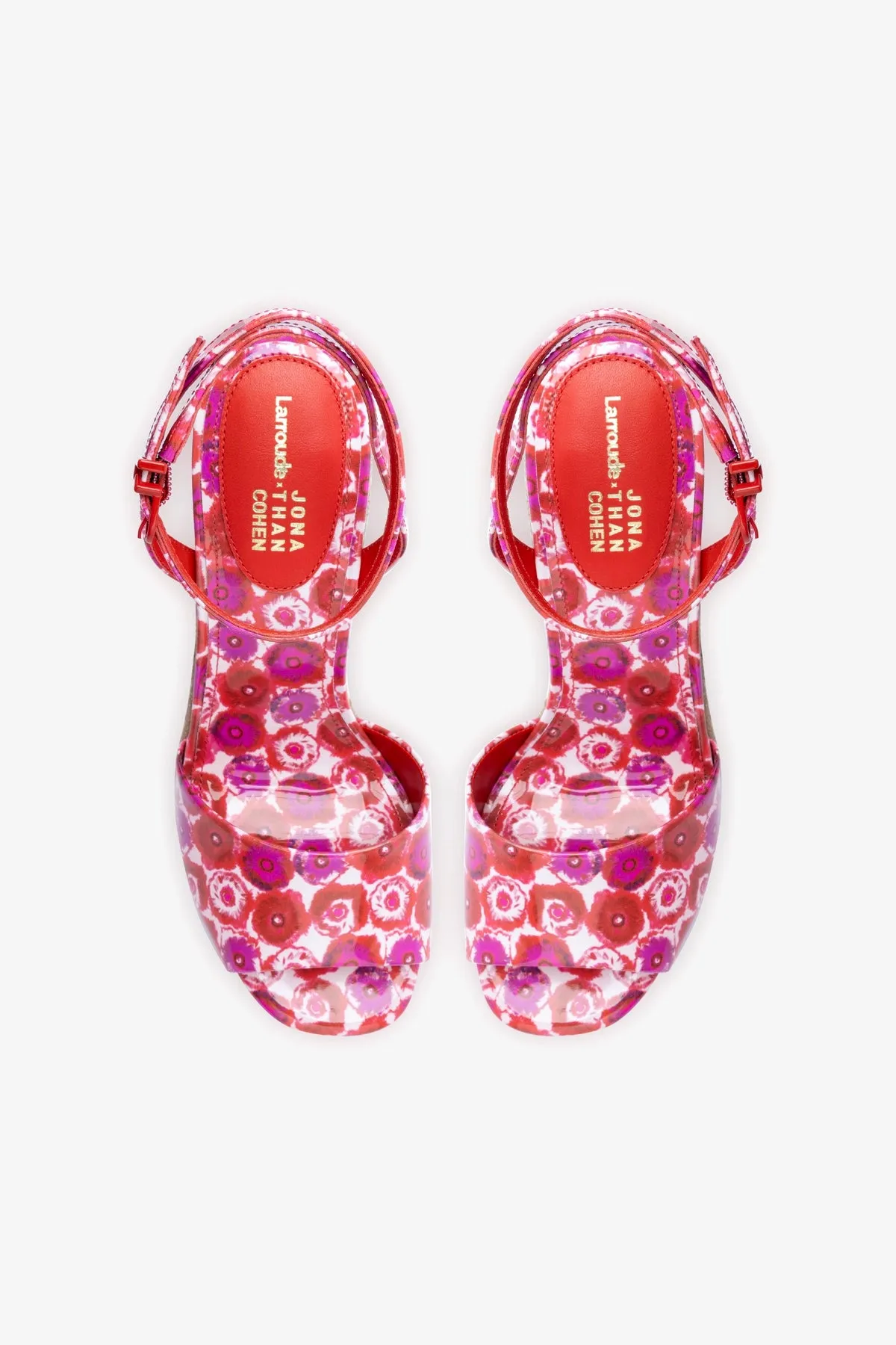 Larroud x Jonathan Cohen Yves Wedge In Red Abstract Printed Patent Leather