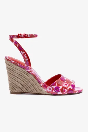 Larroud x Jonathan Cohen Yves Wedge In Red Abstract Printed Patent Leather