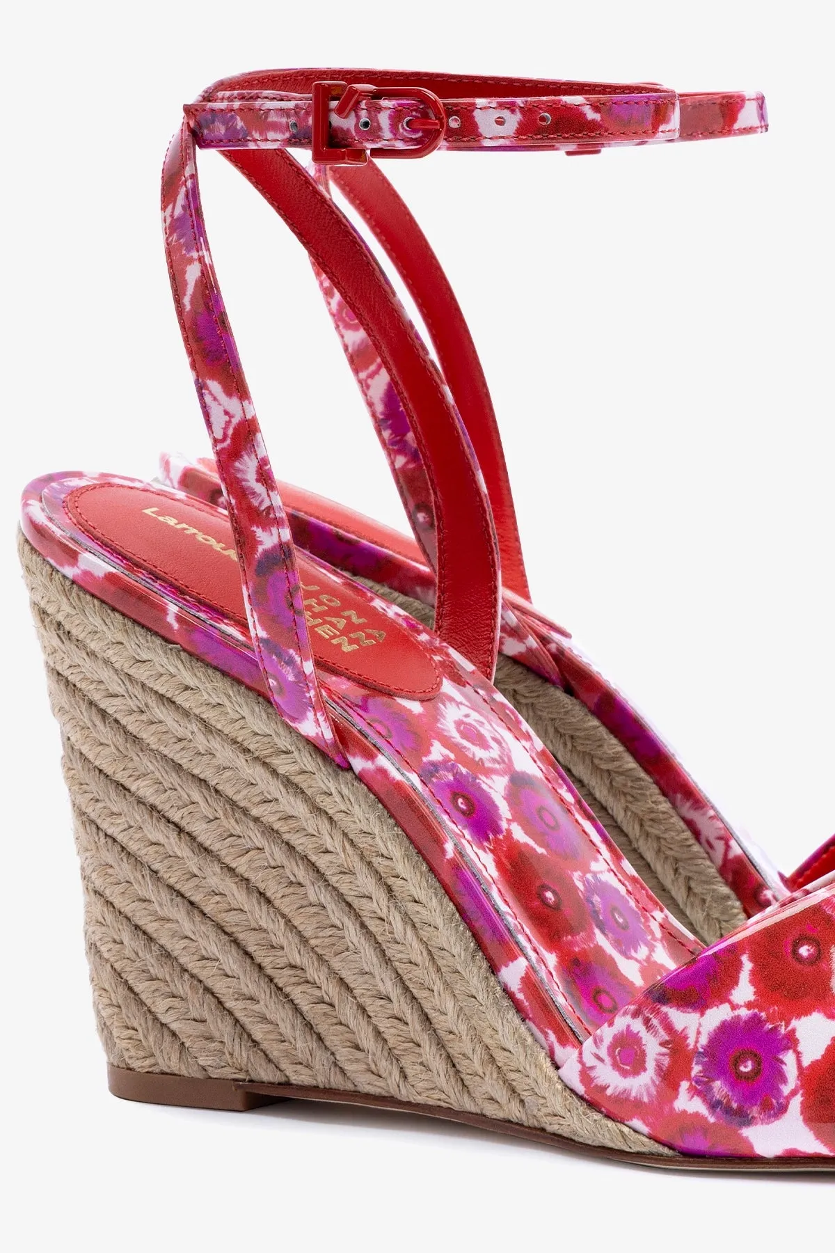 Larroud x Jonathan Cohen Yves Wedge In Red Abstract Printed Patent Leather