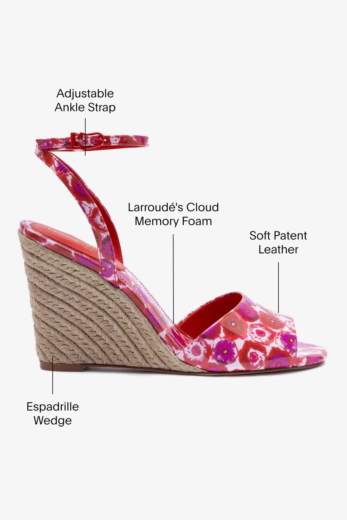 Larroud x Jonathan Cohen Yves Wedge In Red Abstract Printed Patent Leather