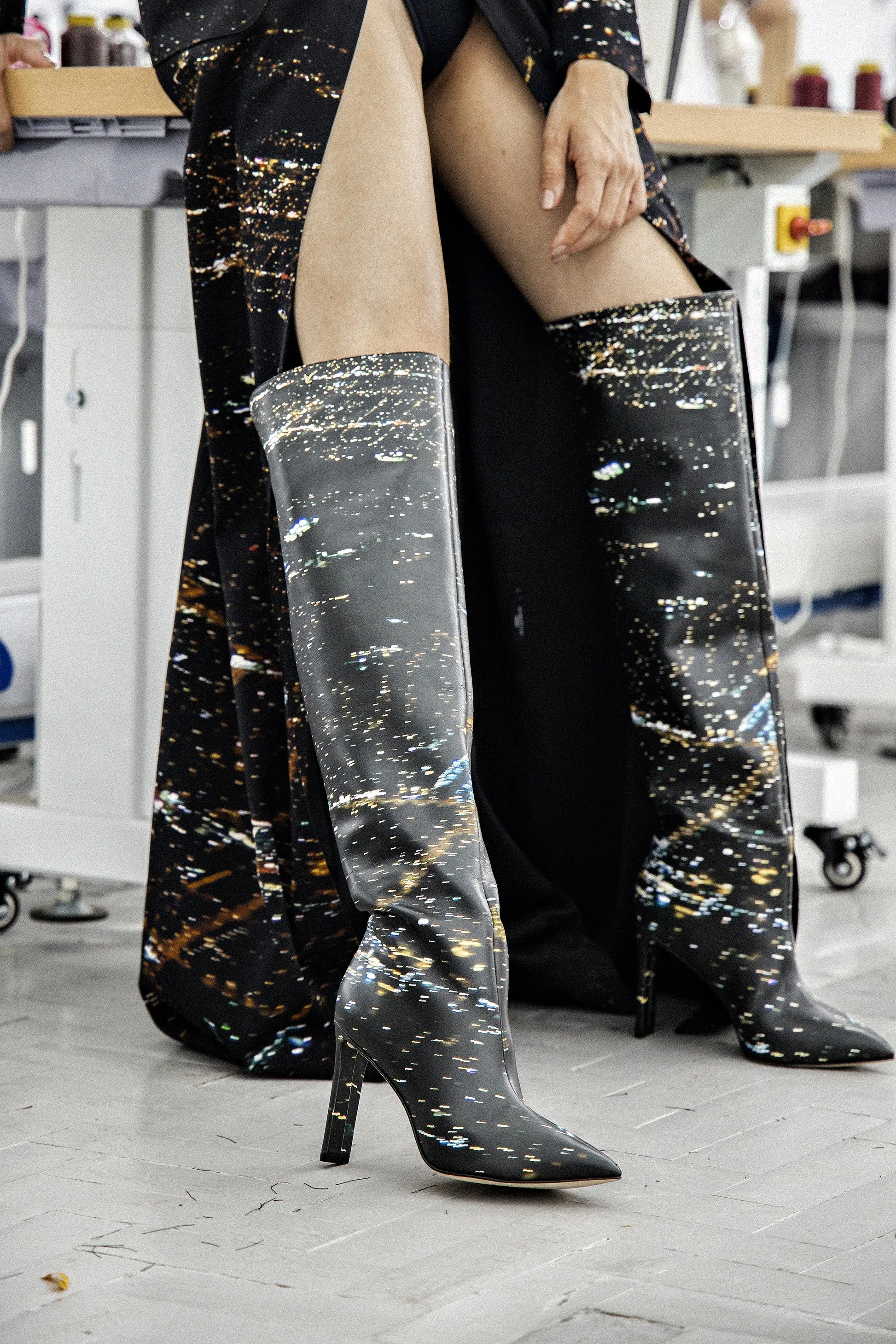 Larroud x Libertine Boot In Black LAX Printed Leather