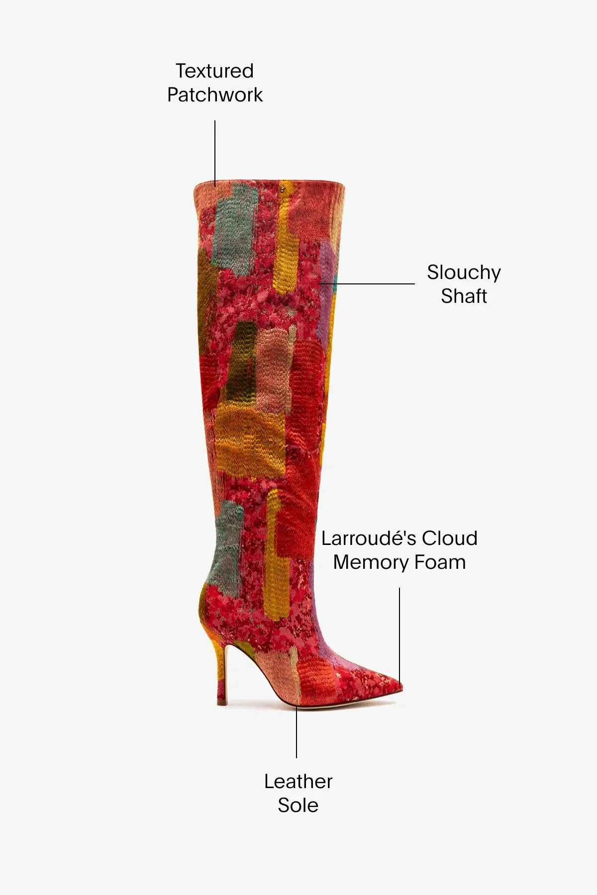 Larroud x Markarian Boot In Red Patch Work Fabric