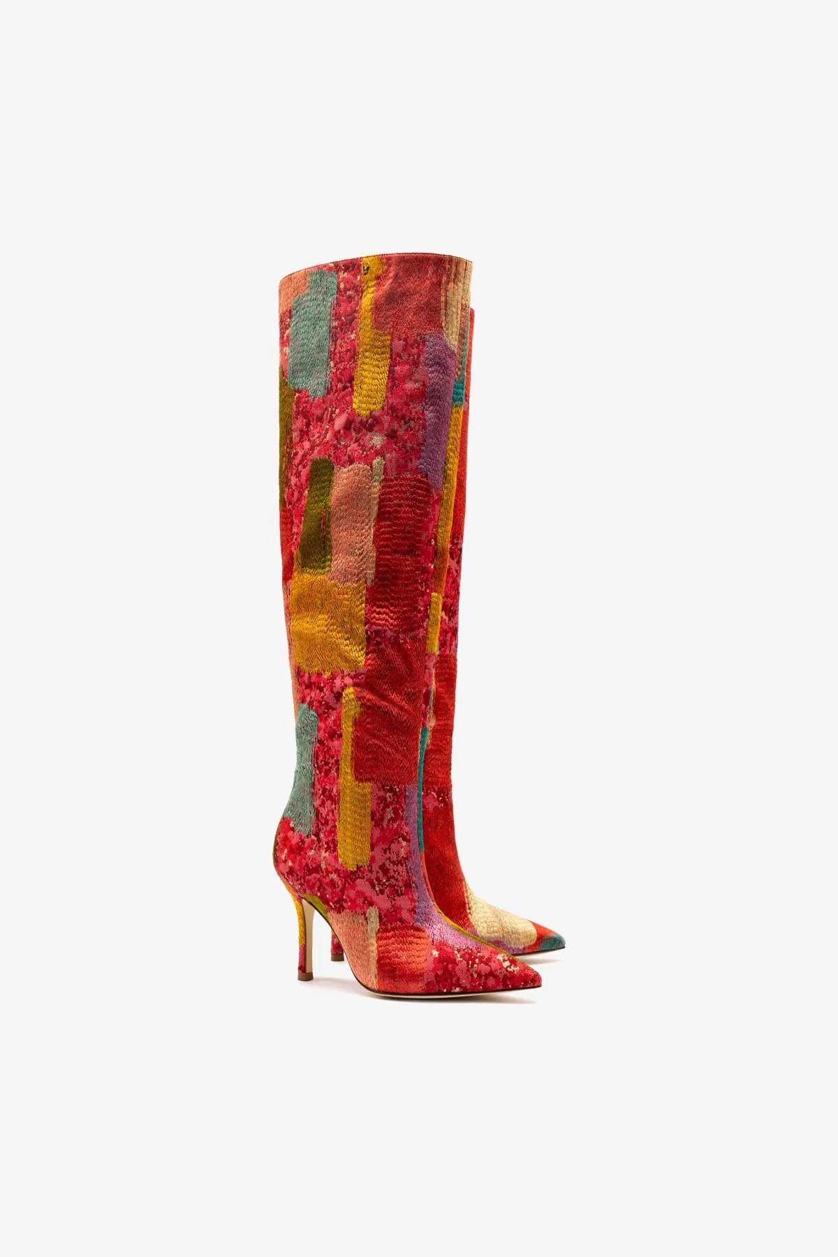 Larroud x Markarian Boot In Red Patch Work Fabric