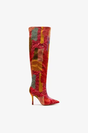Larroud x Markarian Boot In Red Patch Work Fabric