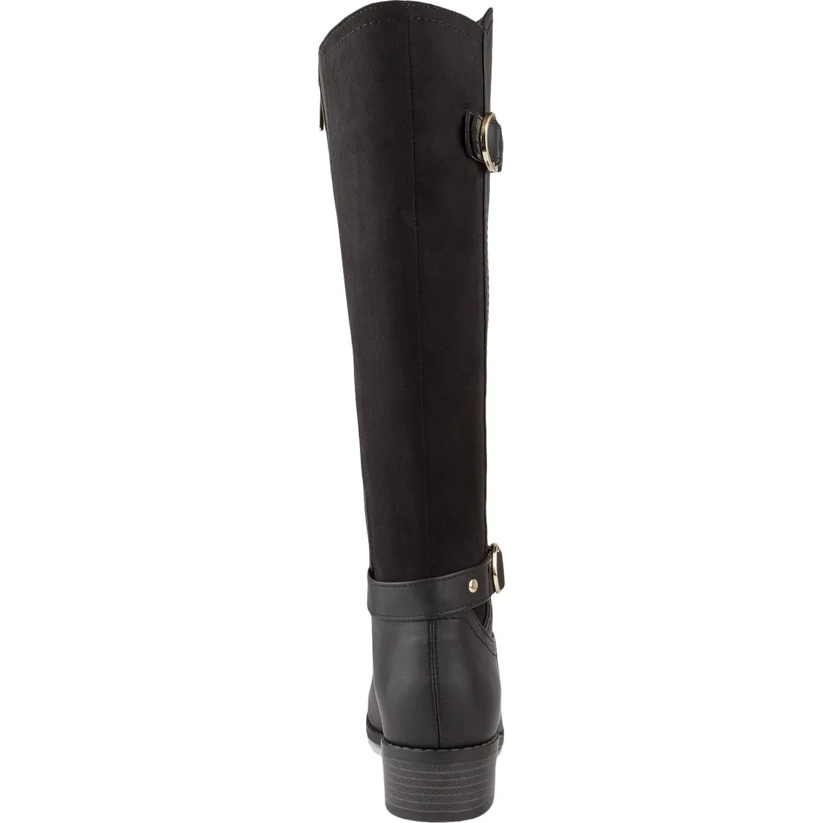 Leandraa Womens Faux Leather Wide Calf Knee-High Boots