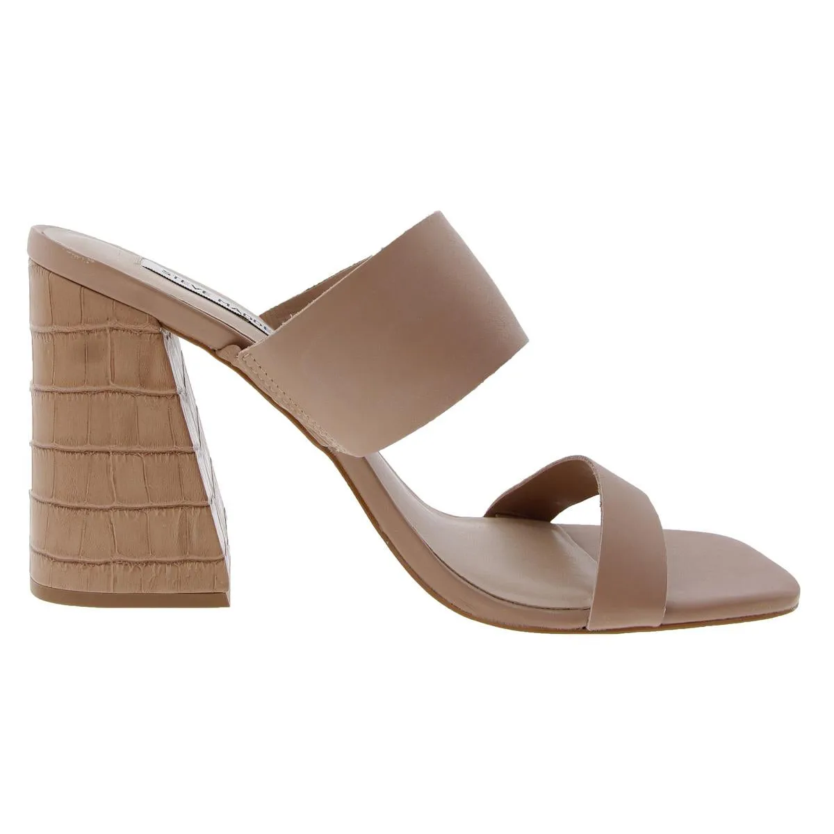 LEDA Womens Solid Leather Block Heel