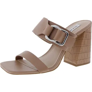 LEDA Womens Solid Leather Block Heel