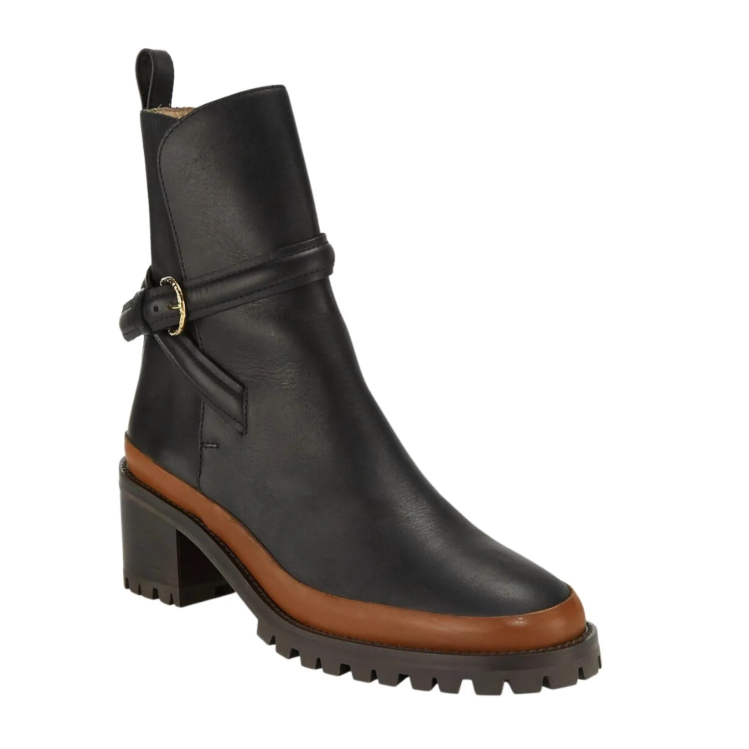 Lennox Buckle Ankle Boot In Noir