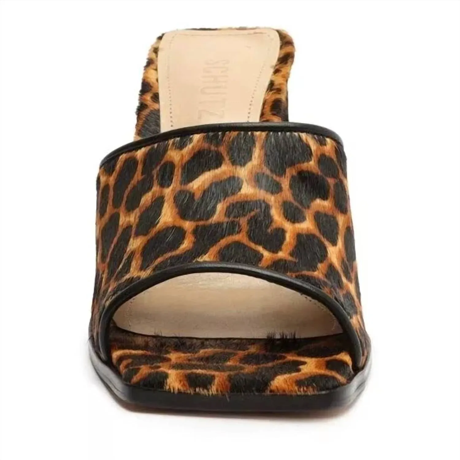 Lizah Square Toe Leopard Calf Hair Sandal