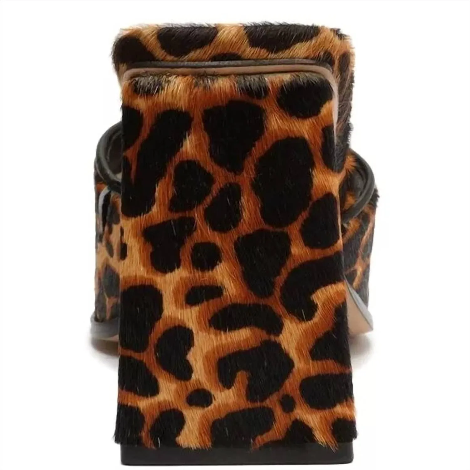Lizah Square Toe Leopard Calf Hair Sandal