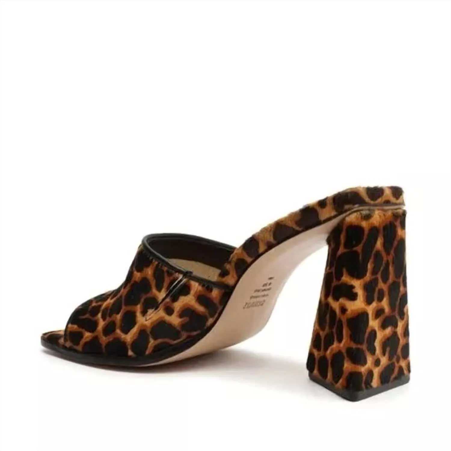 Lizah Square Toe Leopard Calf Hair Sandal
