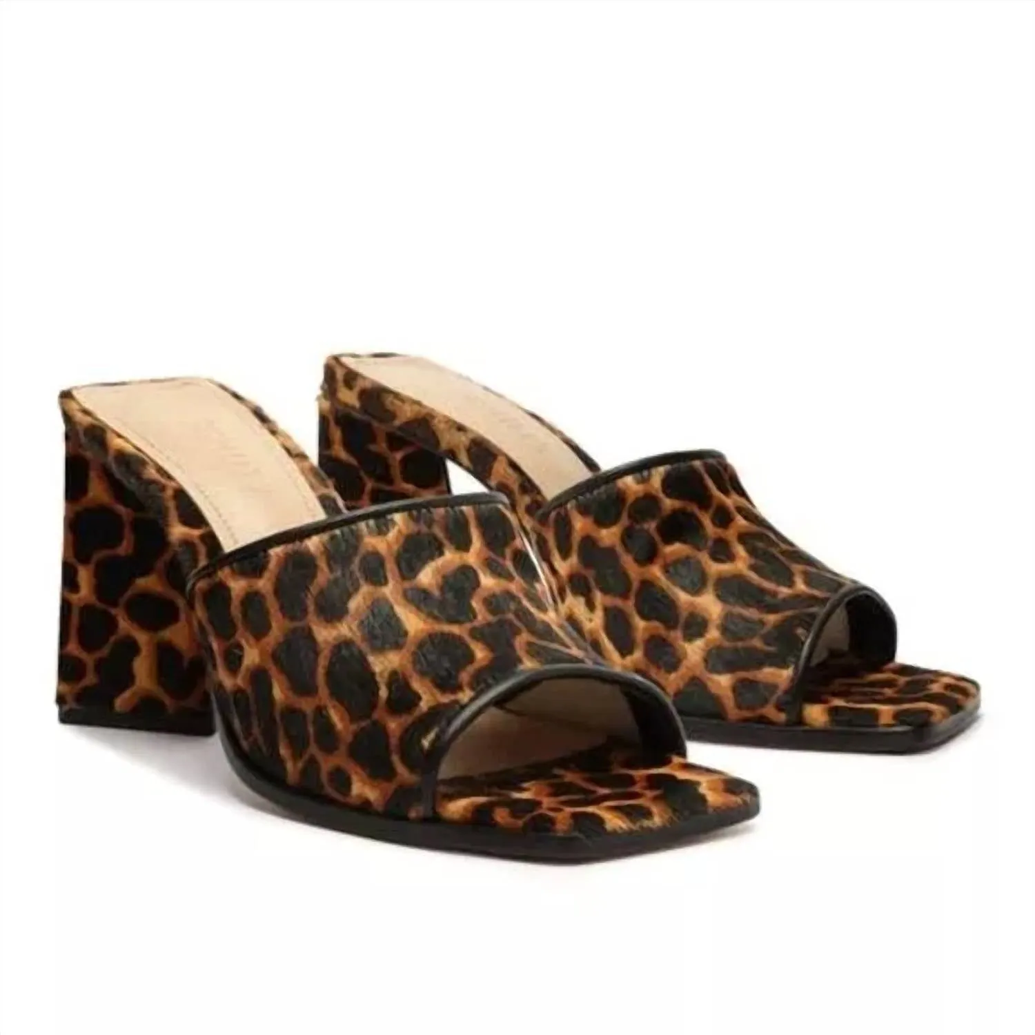 Lizah Square Toe Leopard Calf Hair Sandal