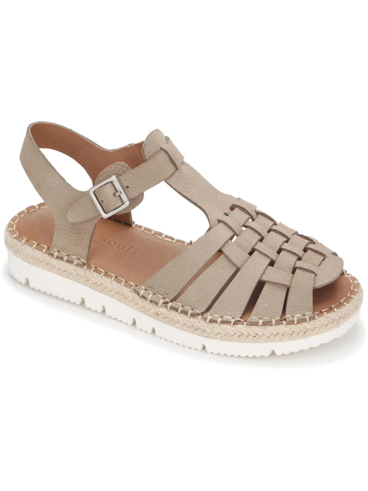 Lizzy Womens Leather Flat T-Strap Sandals