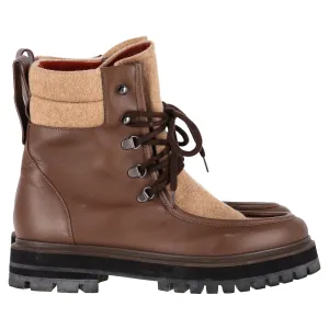 Loro Piana Lomond Combat Boots in Brown Leather
