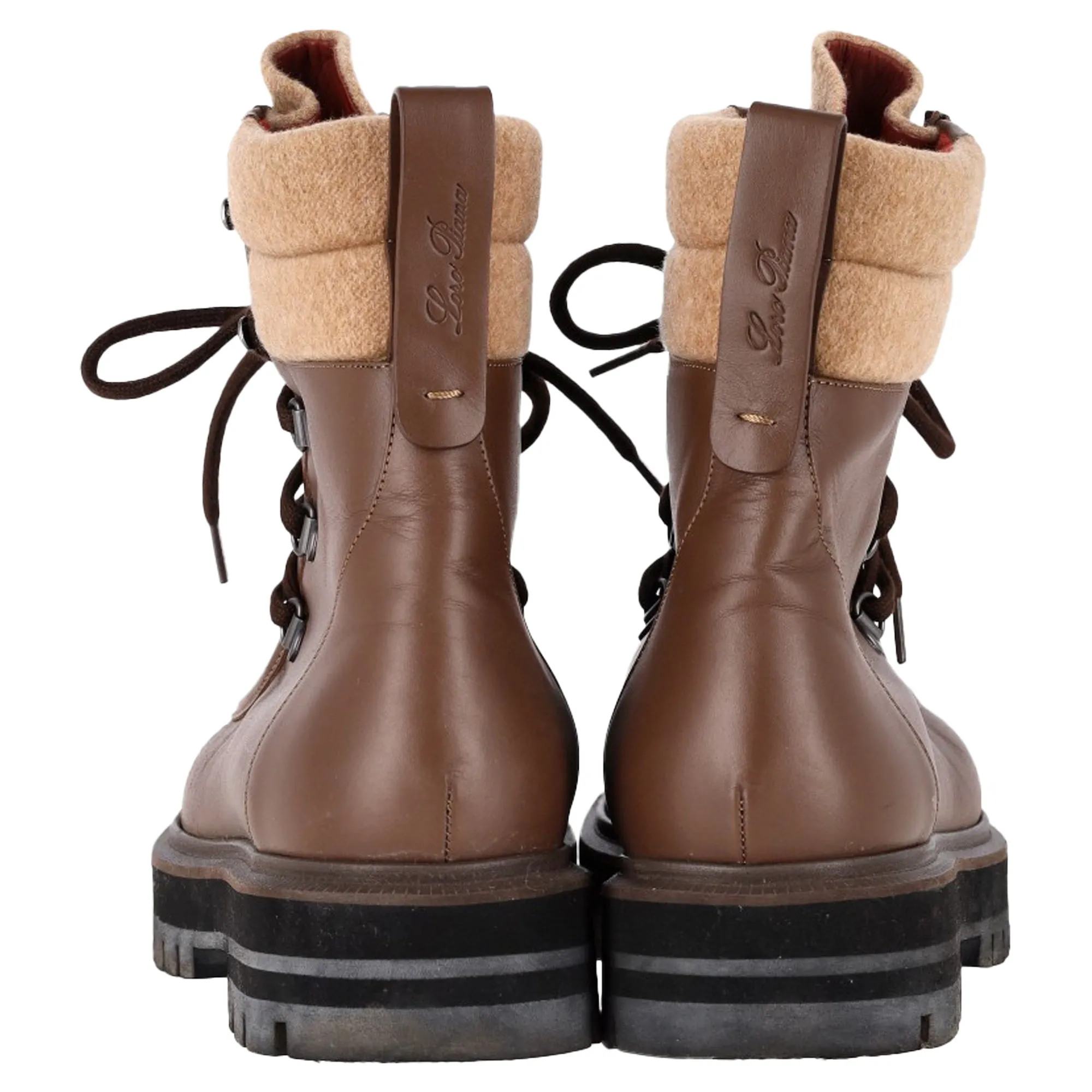 Loro Piana Lomond Combat Boots in Brown Leather