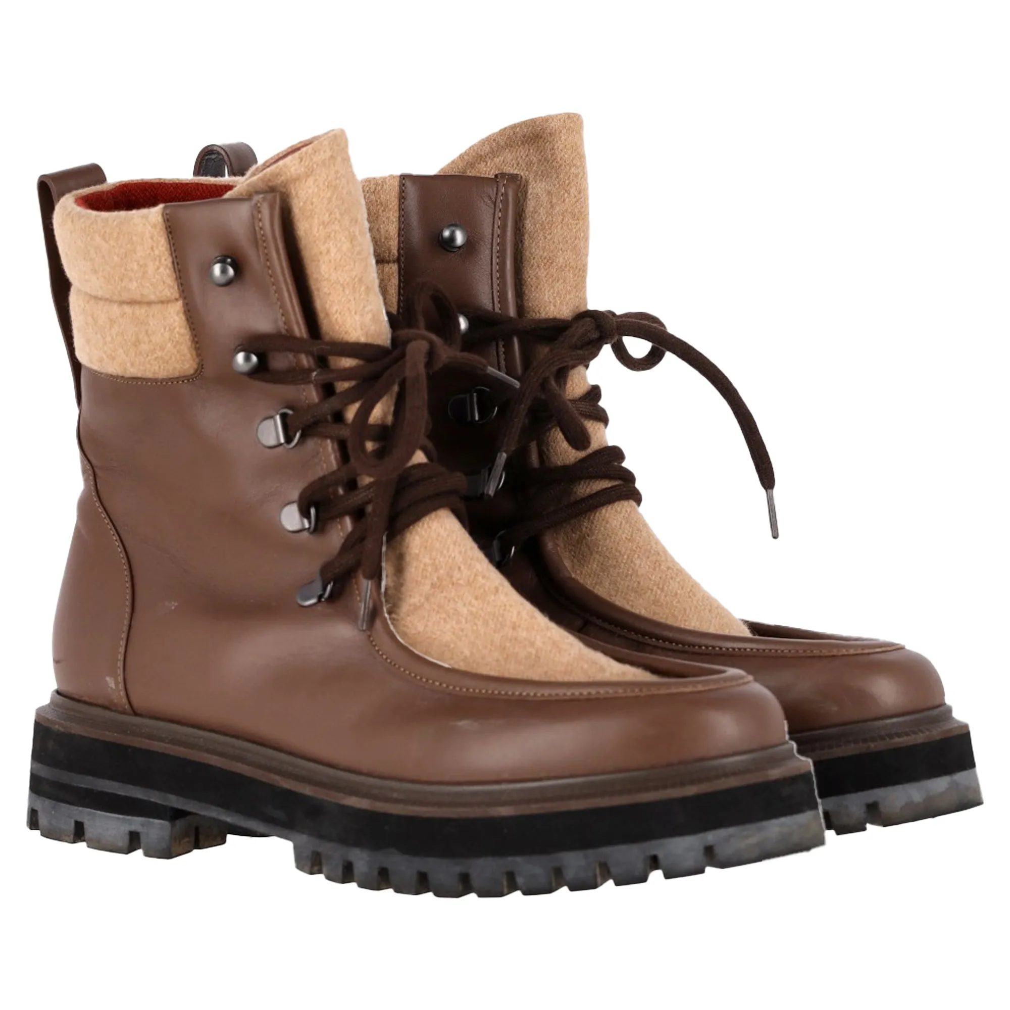 Loro Piana Lomond Combat Boots in Brown Leather