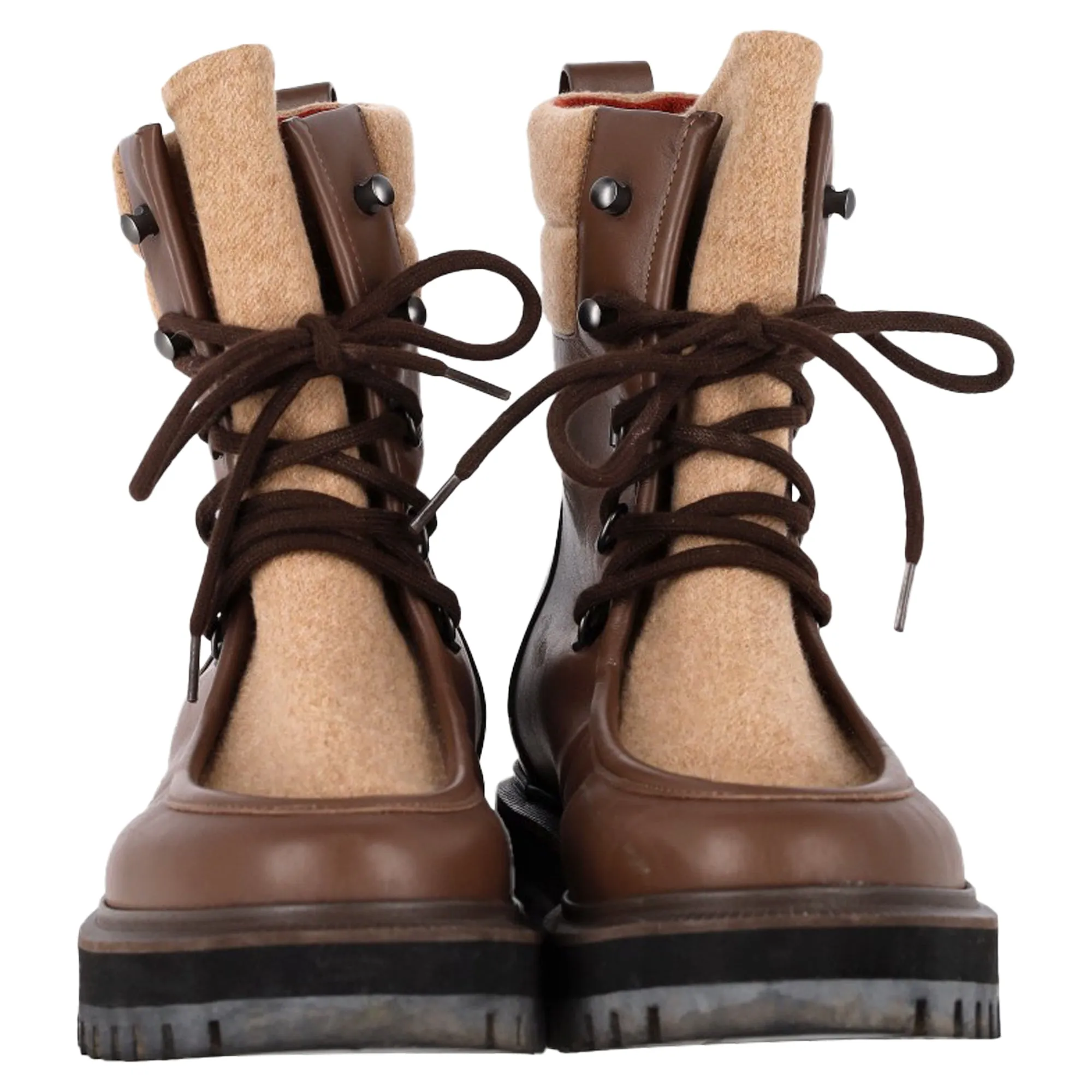 Loro Piana Lomond Combat Boots in Brown Leather